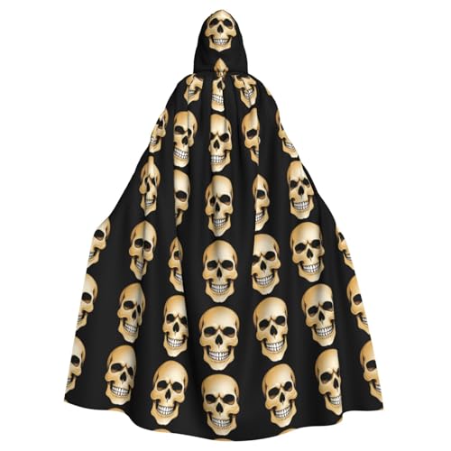 BROLEO Personalisierter Totenkopf-Muster, Halloween-Umhang mit Kapuze für Erwachsene, für Kostümpartys und Themenveranstaltungen BROLEO Personalisierter Totenkopf-Muster, Halloween-Umhang mit Kapuze für Erwachsene, für Kostümpartys und Themenveranstaltungen von BROLEO