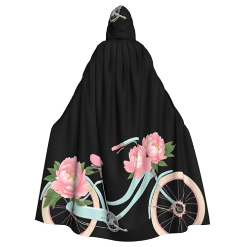 BROLEO Pfingstrosen-Fahrradaufdruck, Halloween-Umhang für Erwachsene, ohne Reißverschluss, bequem für Kostümpartys BROLEO Pfingstrosen-Fahrradaufdruck, Halloween-Umhang für Erwachsene, ohne Reißverschluss, bequem für Kostümpartys von BROLEO