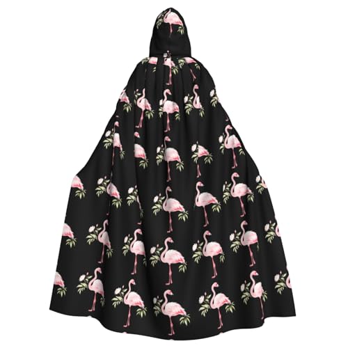 BROLEO Pfingstrosen-Flamingo-Druck, Halloween-Umhang für Erwachsene, Kapuzenumhang für Kostümpartys und Themenveranstaltungen BROLEO Pfingstrosen-Flamingo-Druck, Halloween-Umhang für Erwachsene, Kapuzenumhang für Kostümpartys und Themenveranstaltungen von BROLEO