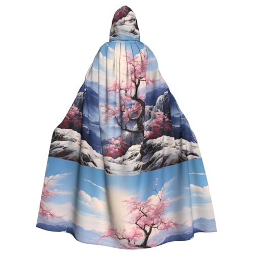 BROLEO Pflaumenblüten auf verschneiten Bergen Druck Halloween Erwachsene Kapuzenumhang Herren- und Damenbekleidung Mantel Rollenspiel BROLEO Pflaumenblüten auf verschneiten Bergen Druck Halloween Erwachsene Kapuzenumhang Herren- und Damenbekleidung Mantel Rollenspiel von BROLEO