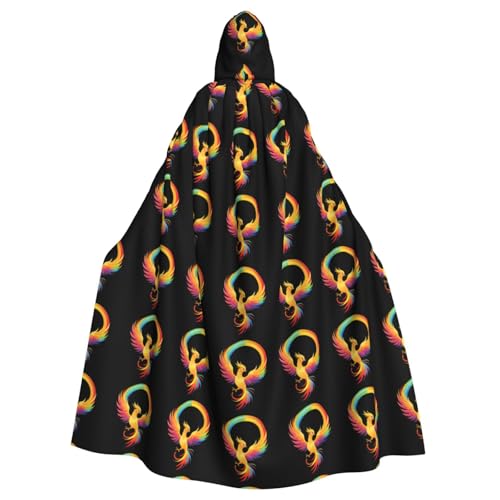 BROLEO Phoenix Under the Rainbow Prints Halloween Kapuzenumhang für Erwachsene, für Kostümpartys und Themenveranstaltungen von BROLEO