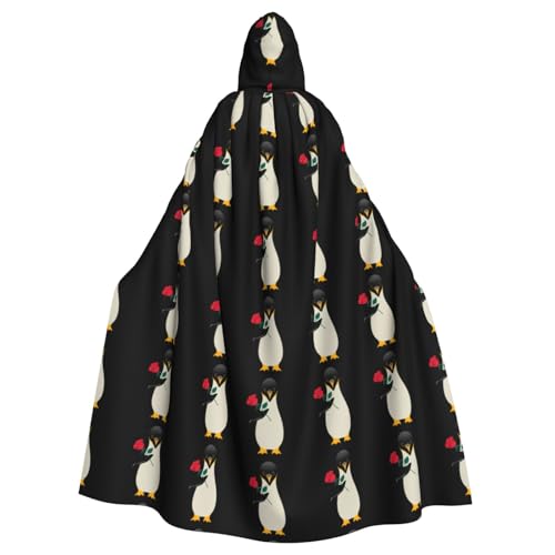 BROLEO Pinguin hält eine Rose Druck Halloween Erwachsene Kapuzenumhang für Kostümpartys und Themenveranstaltungen BROLEO Pinguin hält eine Rose Druck Halloween Erwachsene Kapuzenumhang für Kostümpartys und Themenveranstaltungen von BROLEO