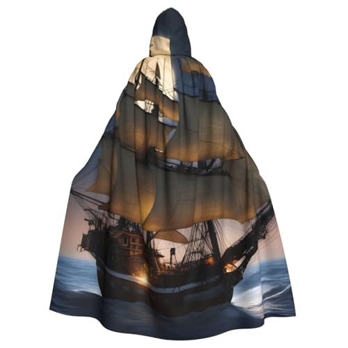 BROLEO Piraten-Segelboot-Vollmond-Druck, Halloween, Erwachsenen-Kapuzenumhang für Kostümpartys und Themenveranstaltungen BROLEO Piraten-Segelboot-Vollmond-Druck, Halloween, Erwachsenen-Kapuzenumhang für Kostümpartys und Themenveranstaltungen von BROLEO