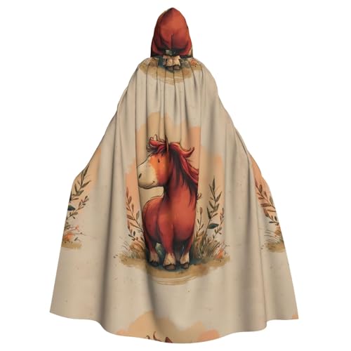 BROLEO Pony-Umhang mit roter Mähne, Halloween, Erwachsenen-Kapuzenumhang, ohne Reißverschluss, bequem für Kostümpartys von BROLEO