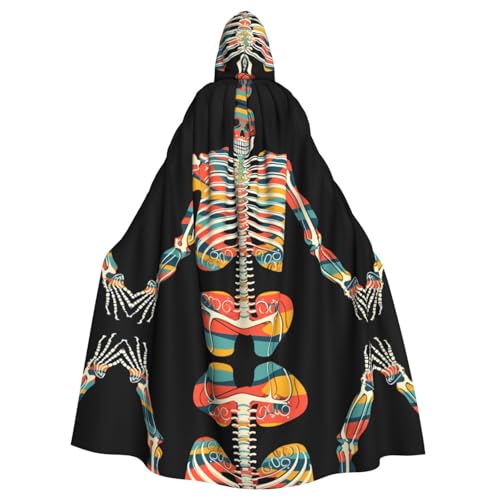 BROLEO Regenbogen-Skelett-Druck, Halloween-Kapuzenumhang für Erwachsene, für Kostümpartys und Themenveranstaltungen BROLEO Regenbogen-Skelett-Druck, Halloween-Kapuzenumhang für Erwachsene, für Kostümpartys und Themenveranstaltungen von BROLEO