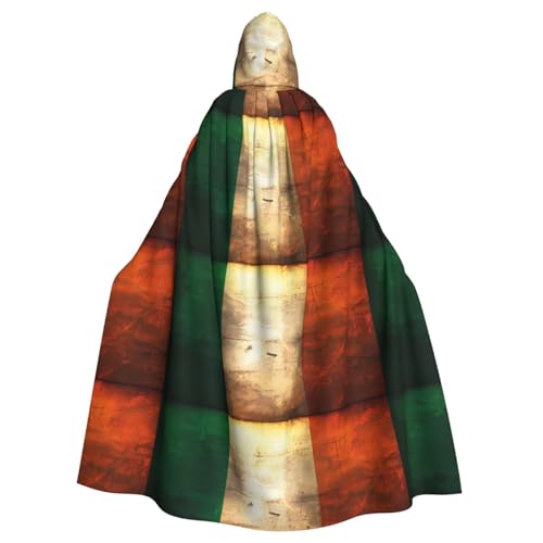 BROLEO Retro-Umhang mit irischer Flagge, Halloween, Erwachsenen-Kapuzenumhang, ohne Reißverschluss, bequem für Kostümpartys von BROLEO