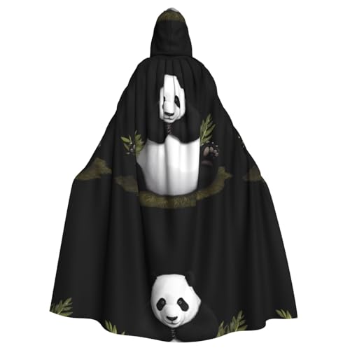 BROLEO Riesiger Panda auf dem Rasen-Druck, Halloween, Erwachsenen-Kapuzenumhang, Herren- und Damenbekleidung, Mantel, Rollenspiel von BROLEO