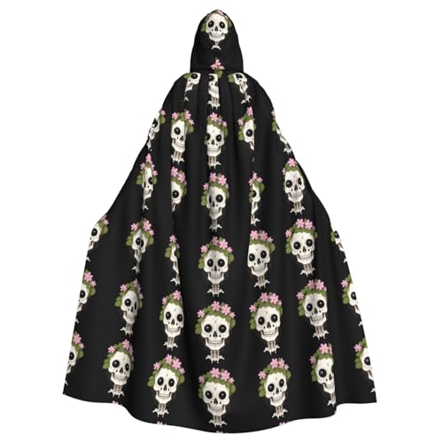 BROLEO Rosa Girlande Totenkopf Drucke Halloween Erwachsene Kapuzenumhang für Kostümpartys und Themenveranstaltungen BROLEO Rosa Girlande Totenkopf Drucke Halloween Erwachsene Kapuzenumhang für Kostümpartys und Themenveranstaltungen von BROLEO