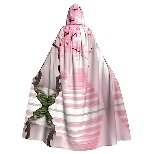 BROLEO Rosa Kirschblüten-Treppen-Druck, Halloween, Erwachsenen-Kapuzenumhang für Kostümpartys und Themenveranstaltungen BROLEO Rosa Kirschblüten-Treppen-Druck, Halloween, Erwachsenen-Kapuzenumhang für Kostümpartys und Themenveranstaltungen von BROLEO