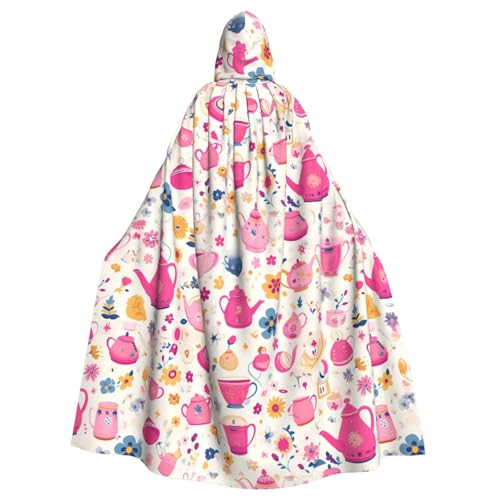 BROLEO Rosafarbener Teekannen-Druck, Halloween, Erwachsenen-Kapuzenumhang, Herren- und Damenbekleidung, Mantel, Rollenspiel BROLEO Rosafarbener Teekannen-Druck, Halloween, Erwachsenen-Kapuzenumhang, Herren- und Damenbekleidung, Mantel, Rollenspiel von BROLEO