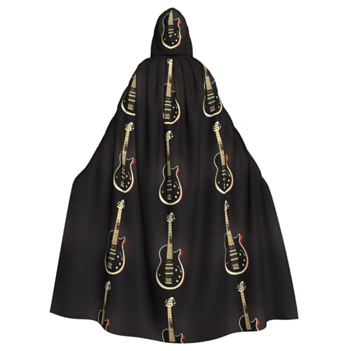BROLEO Schwarzer Gitarrenaufdruck, Halloween-Umhang mit Kapuze, für Kostümpartys und Themenveranstaltungen BROLEO Schwarzer Gitarrenaufdruck, Halloween-Umhang mit Kapuze, für Kostümpartys und Themenveranstaltungen von BROLEO