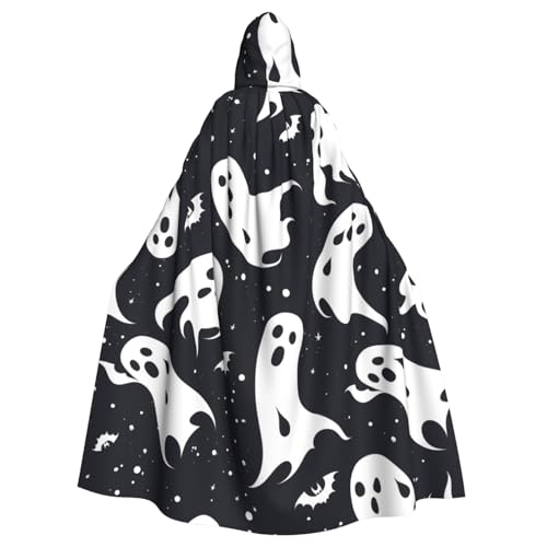 BROLEO Schwarzer und Halloween-Geisterdruck, Halloween-Umhang mit Kapuze, kein Reißverschluss, bequem für Kostümpartys BROLEO Schwarzer und Halloween-Geisterdruck, Halloween-Umhang mit Kapuze, kein Reißverschluss, bequem für Kostümpartys von BROLEO