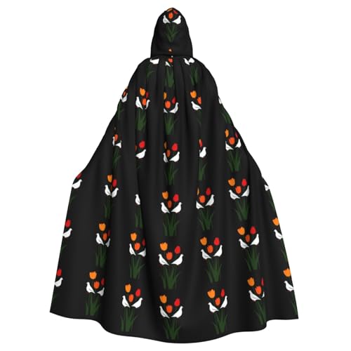 BROLEO Tauben- und Tulpenaufdruck, Halloween, Erwachsenen-Kapuzenumhang, Herren- und Damenbekleidung, Mantel, Rollenspiel BROLEO Tauben- und Tulpenaufdruck, Halloween, Erwachsenen-Kapuzenumhang, Herren- und Damenbekleidung, Mantel, Rollenspiel von BROLEO