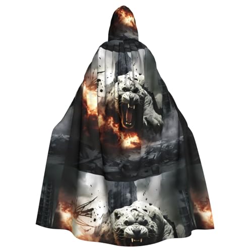 BROLEO Tiger Out Of Cannon Fire Printing Halloween Adult Hooded Cape Herren- und Damenbekleidung Mantel, Rollenspiel BROLEO Tiger Out Of Cannon Fire Printing Halloween Adult Hooded Cape Herren- und Damenbekleidung Mantel, Rollenspiel von BROLEO