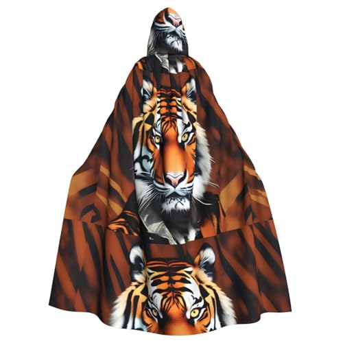 BROLEO Tiger Prints Halloween-Umhang mit Kapuze für Erwachsene, ohne Reißverschluss, bequem für Kostümpartys BROLEO Tiger Prints Halloween-Umhang mit Kapuze für Erwachsene, ohne Reißverschluss, bequem für Kostümpartys von BROLEO