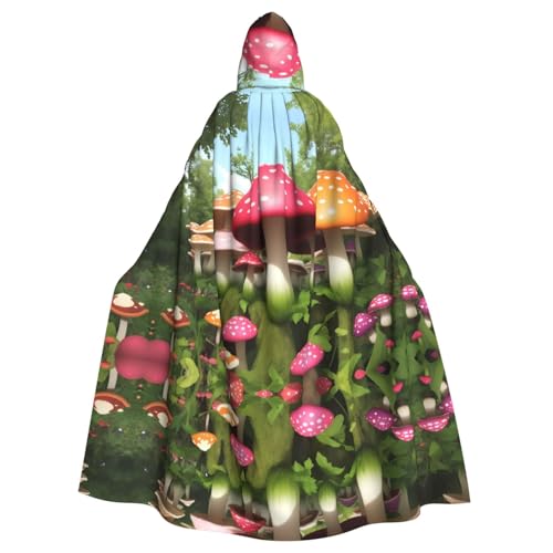 BROLEO Umhang mit Kapuze für Erwachsene, Motiv: bunte Pilze, Halloween, für Kostümpartys und Themenveranstaltungen BROLEO Umhang mit Kapuze für Erwachsene, Motiv: bunte Pilze, Halloween, für Kostümpartys und Themenveranstaltungen von BROLEO