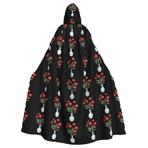 BROLEO Umhang mit Kapuze für Erwachsene, Motiv: kleine rote Blumen in Vase, kein Reißverschluss, bequem für Kostümpartys BROLEO Umhang mit Kapuze für Erwachsene, Motiv: kleine rote Blumen in Vase, kein Reißverschluss, bequem für Kostümpartys von BROLEO