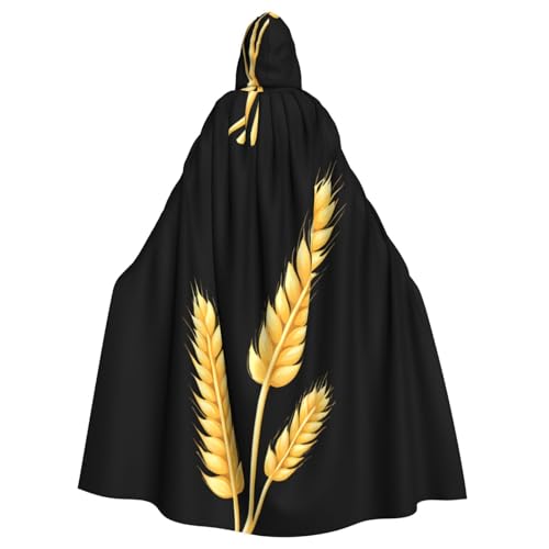 BROLEO Umhang mit Kapuze für Erwachsene, schillernde goldene Weizenohren, kein Reißverschluss, bequem für Kostümpartys von BROLEO