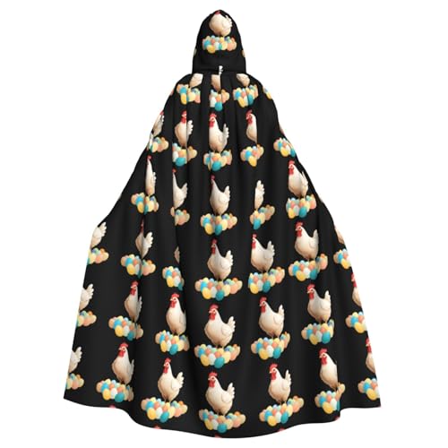 BROLEO Umhang mit Kapuze für Erwachsene mit Aufschrift "Old Hen And Her Colorful Eggs Printing Halloween Adult Men's And Women'S Clothing Mantle Role-Playing BROLEO Umhang mit Kapuze für Erwachsene mit Aufschrift "Old Hen And Her Colorful Eggs Printing Halloween Adult Men's And Women'S Clothing Mantle Role-Playing von BROLEO