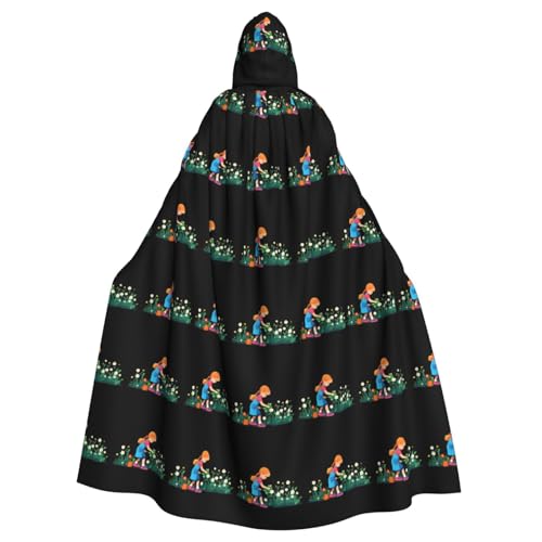 BROLEO Umhang mit Kapuze für kleine Mädchen, Blumenmuster, Halloween, Erwachsene, ohne Reißverschluss, bequem für Kostümpartys von BROLEO