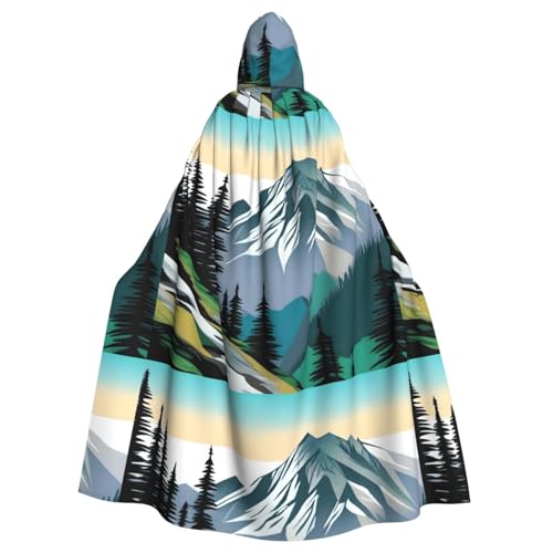 BROLEO Umhang mit Kapuze und Berg- und Kiefernbaum-Druck, für Erwachsene, kein Reißverschluss, bequem für Kostümpartys BROLEO Umhang mit Kapuze und Berg- und Kiefernbaum-Druck, für Erwachsene, kein Reißverschluss, bequem für Kostümpartys von BROLEO