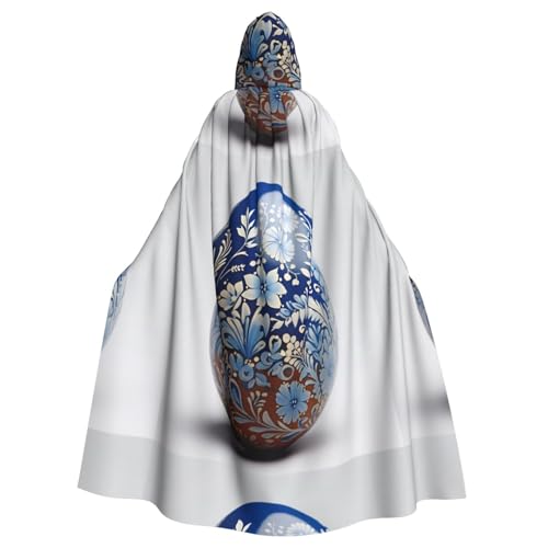BROLEO Umhang mit Kapuze und Blumenmuster, Eierdrucke, Halloween, Erwachsene, ohne Reißverschluss, bequem für Kostümpartys von BROLEO