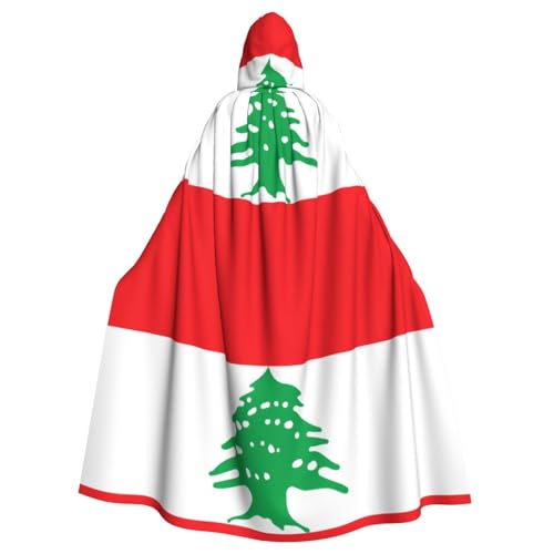 BROLEO Umhang mit der Flagge des Libanons, Halloween, Erwachsenen-Kapuzenumhang, ohne Reißverschluss, bequem für Kostümpartys von BROLEO