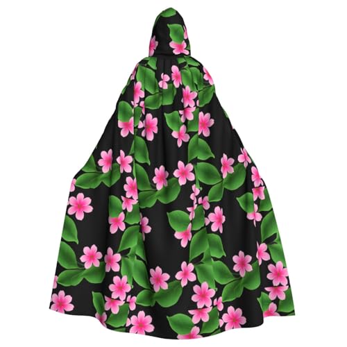 BROLEO Umhang mit grünen Blättern und kleinen rosa Blumen für Halloween, Erwachsene, mit Kapuze, für Herren und Damen, Mantel, Rollenspiel BROLEO Umhang mit grünen Blättern und kleinen rosa Blumen für Halloween, Erwachsene, mit Kapuze, für Herren und Damen, Mantel, Rollenspiel von BROLEO
