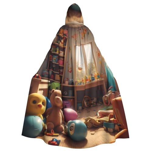 BROLEO Unordentliches Spielzeug, Raumdruck, Halloween, Erwachsenen-Kapuzenumhang, Herren- und Damenbekleidung, Mantel, Rollenspiel von BROLEO