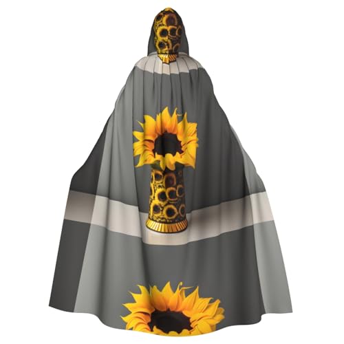 BROLEO Vase, Sonnenblumen-Druck, Halloween, Erwachsenen-Kapuzenumhang, ohne Reißverschluss, bequem für Kostümpartys BROLEO Vase, Sonnenblumen-Druck, Halloween, Erwachsenen-Kapuzenumhang, ohne Reißverschluss, bequem für Kostümpartys von BROLEO