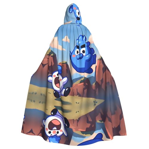 BROLEO Weiß-blauer Vogel-Aufdruck, Halloween-Umhang mit Kapuze, für Kostümpartys und Themenveranstaltungen von BROLEO