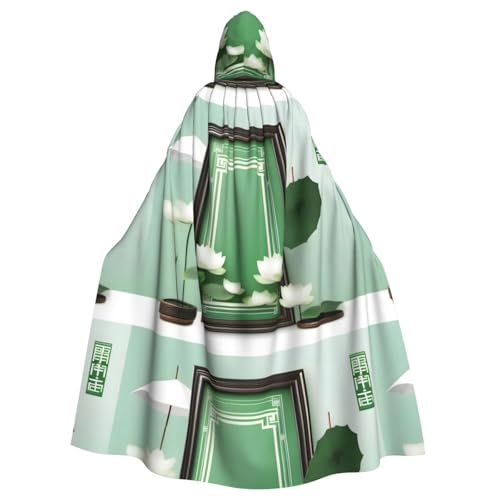 BROLEO Weißer Lotusblätter-Druck, Halloween, Erwachsenen-Kapuzenumhang, Herren- und Damenbekleidung, Mantel, Rollenspiel BROLEO Weißer Lotusblätter-Druck, Halloween, Erwachsenen-Kapuzenumhang, Herren- und Damenbekleidung, Mantel, Rollenspiel von BROLEO