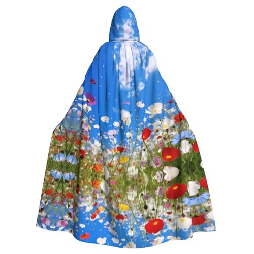 BROLEO Weißer Wolken-Wildblumen-Aufdruck, Halloween-Umhang mit Kapuze, für Kostümpartys und Themenveranstaltungen BROLEO Weißer Wolken-Wildblumen-Aufdruck, Halloween-Umhang mit Kapuze, für Kostümpartys und Themenveranstaltungen von BROLEO