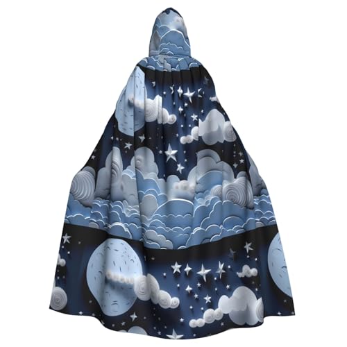 BROLEO Weißer Wolken und Sterne, bedruckt, Halloween, Erwachsenen-Kapuzenumhang, Herren- und Damenbekleidung, Mantel, Rollenspiel BROLEO Weißer Wolken und Sterne, bedruckt, Halloween, Erwachsenen-Kapuzenumhang, Herren- und Damenbekleidung, Mantel, Rollenspiel von BROLEO