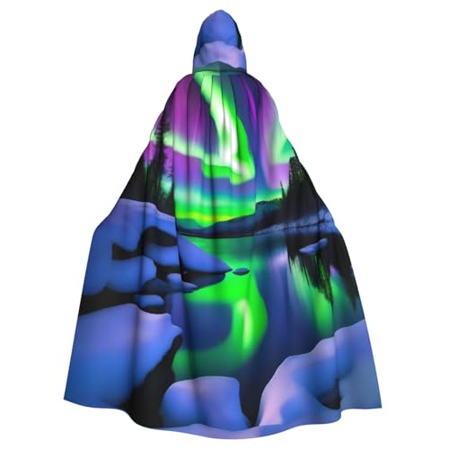 BROLEO Wunderschöner Aurora-Druck Halloween Erwachsene Kapuzenumhang Herren und Damen Kleidung Mantel Rollenspiel von BROLEO