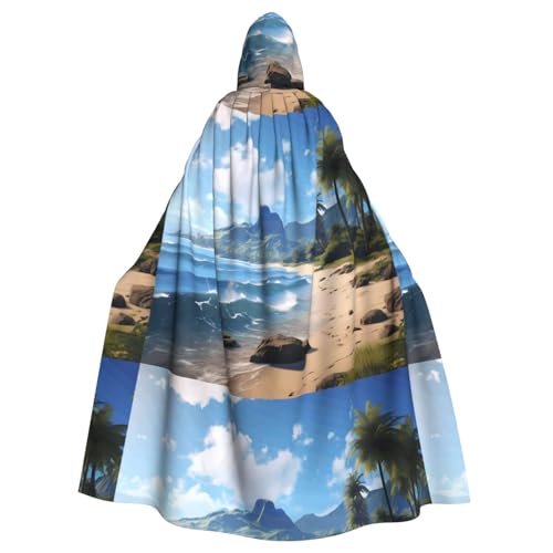 BROLEO Wunderschöner Hawaii-Strand-Druck, Halloween, Erwachsenen-Kapuzenumhang, Herren- und Damenbekleidung, Mantel, Rollenspiel BROLEO Wunderschöner Hawaii-Strand-Druck, Halloween, Erwachsenen-Kapuzenumhang, Herren- und Damenbekleidung, Mantel, Rollenspiel von BROLEO