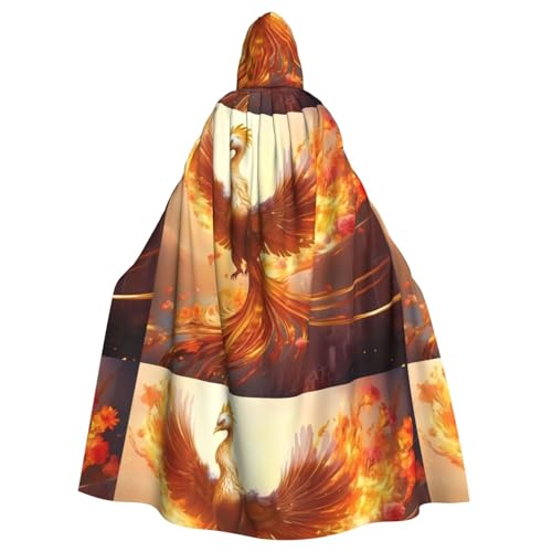 BROLEO Wunderschöner Phoenix-Aufdruck, Halloween-Umhang mit Kapuze, für Erwachsene und Herren von BROLEO