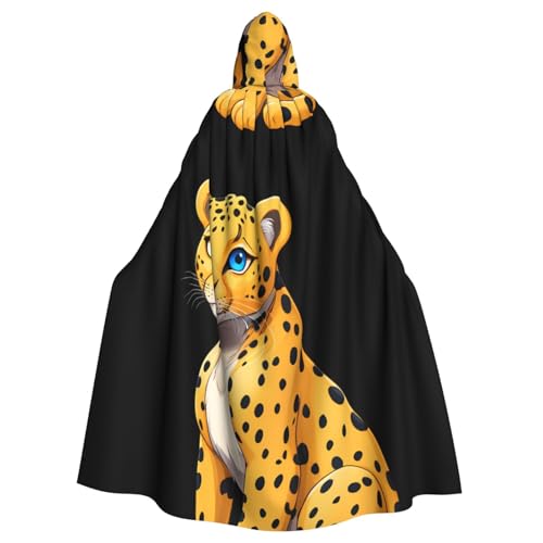 BROLEO Wunderschöner kleiner Leoparden-Aufdruck, Halloween-Umhang mit Kapuze, kein Reißverschluss, bequem für Kostümpartys von BROLEO
