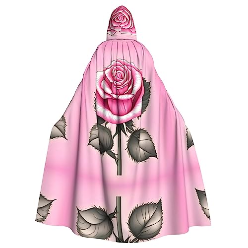 BROLEO Wunderschöner rosa Rosen-Druck, Halloween-Umhang mit Kapuze für Erwachsene, für Kostümpartys und Themenveranstaltungen BROLEO Wunderschöner rosa Rosen-Druck, Halloween-Umhang mit Kapuze für Erwachsene, für Kostümpartys und Themenveranstaltungen von BROLEO