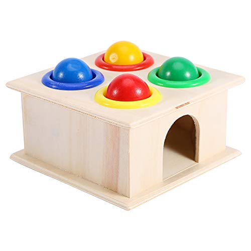 Hämmernde Pochen Spielzeug, Holzball Hammerbox Whack a Mole Spiel 4,3 X 4,3 X 2,36 Zoll Holz für 3 4 5 6 Jahre Altes Kleinkind von BROLEO