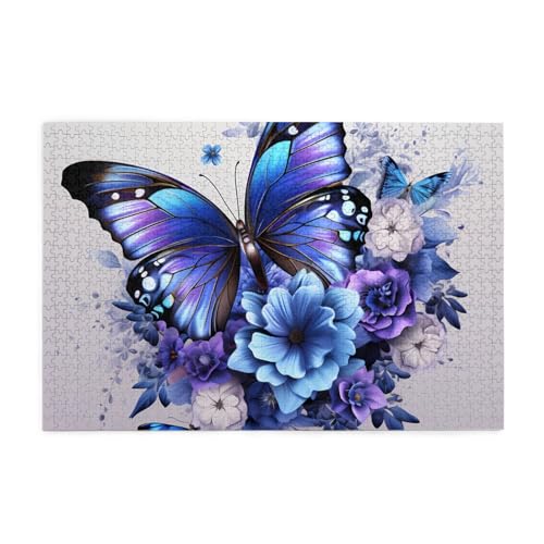 Puzzles1000 Teile BROLEO Blau Lila Blume Schmetterling Druck Pädagogische Intellektuelle Holzpuzzles Lustige Puzzles Stressabbau Puzzles Puzzles1000 Teile BROLEO Blau Lila Blume Schmetterling Druck Pädagogische Intellektuelle Holzpuzzles Lustige Puzzles Stressabbau Puzzles von BROLEO