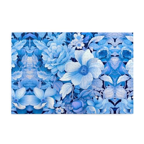 Puzzles1000 Teile BROLEO Blumen Blau Druck Pädagogische Intellektuelle Holzpuzzles Lustige Puzzles Stressabbau Puzzles Puzzles1000 Teile BROLEO Blumen Blau Druck Pädagogische Intellektuelle Holzpuzzles Lustige Puzzles Stressabbau Puzzles von BROLEO