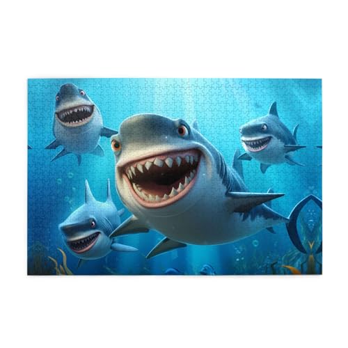 Puzzles1000 Teile BROLEO Cartoon Haie Druck Pädagogische Intellektuelle Holzpuzzles Lustige Puzzles Stressabbau Puzzles Puzzles1000 Teile BROLEO Cartoon Haie Druck Pädagogische Intellektuelle Holzpuzzles Lustige Puzzles Stressabbau Puzzles von BROLEO