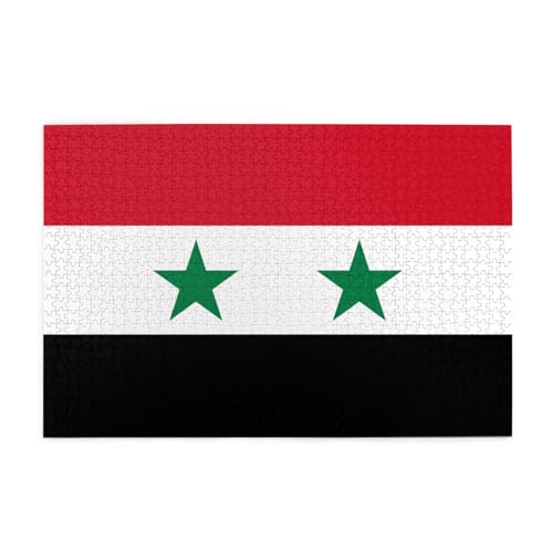 Puzzles1000 Teile BROLEO Flagge der Arabischen Republik Syrien Drucken Pädagogische Intellektuelle Holzpuzzles Lustige Puzzles Stressabbau Puzzles von BROLEO