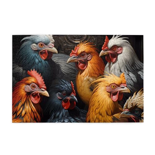 Puzzles1000 Teile BROLEO Hähne in vielen Farben bedruckt pädagogische intellektuelle Holzpuzzles, lustige Puzzles, Stressabbau-Puzzles Puzzles1000 Teile BROLEO Hähne in vielen Farben bedruckt pädagogische intellektuelle Holzpuzzles, lustige Puzzles, Stressabbau-Puzzles von BROLEO
