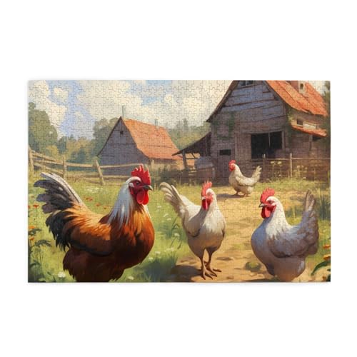 Puzzles1000 Teile BROLEO Hühner und Bauernhofdruck Pädagogische Intellektuelle Holzpuzzles, lustige Puzzles, Stressabbau-Puzzles Puzzles1000 Teile BROLEO Hühner und Bauernhofdruck Pädagogische Intellektuelle Holzpuzzles, lustige Puzzles, Stressabbau-Puzzles von BROLEO