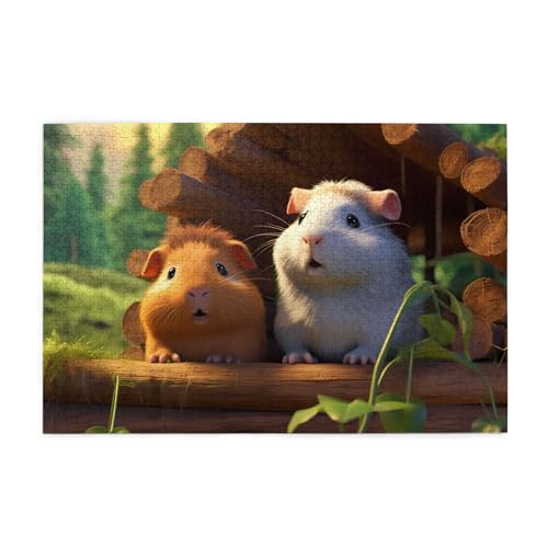 Puzzles1000 Teile BROLEO Meerschweinchen Druck Pädagogische Intellektuelle Holzpuzzles Lustige Puzzles Stressabbau Puzzles von BROLEO