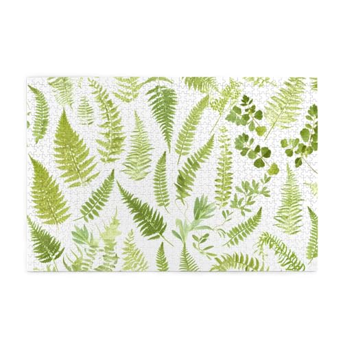 Puzzles1000 Teile BROLEO Natürliche Pflanze Silhouette Farn Blatt Druck Pädagogische Intellektuelle Holzpuzzles Lustige Puzzles Stressabbau Puzzles von BROLEO