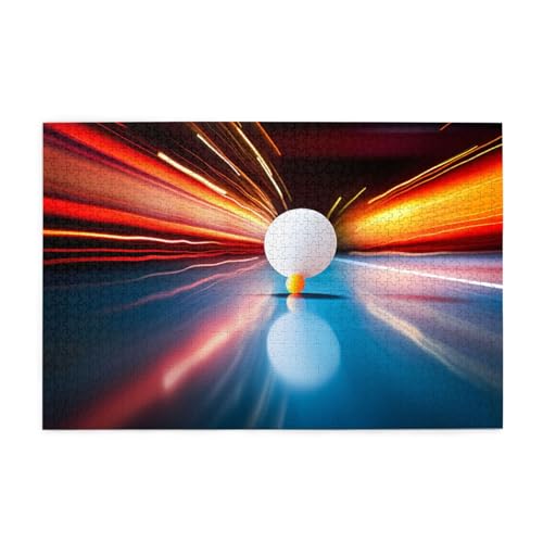 Puzzles1000 Teile BROLEO Ping-Pong Druck Pädagogische Intellektuelle Holzpuzzles Lustige Puzzles Stressabbau Puzzles von BROLEO