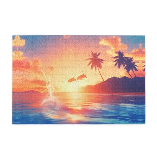 Puzzles1000 Teile BROLEO Sonnenuntergang Delfin Druck Pädagogische Intellektuelle Holzpuzzles Lustige Puzzles Stressabbau Puzzles Puzzles1000 Teile BROLEO Sonnenuntergang Delfin Druck Pädagogische Intellektuelle Holzpuzzles Lustige Puzzles Stressabbau Puzzles von BROLEO
